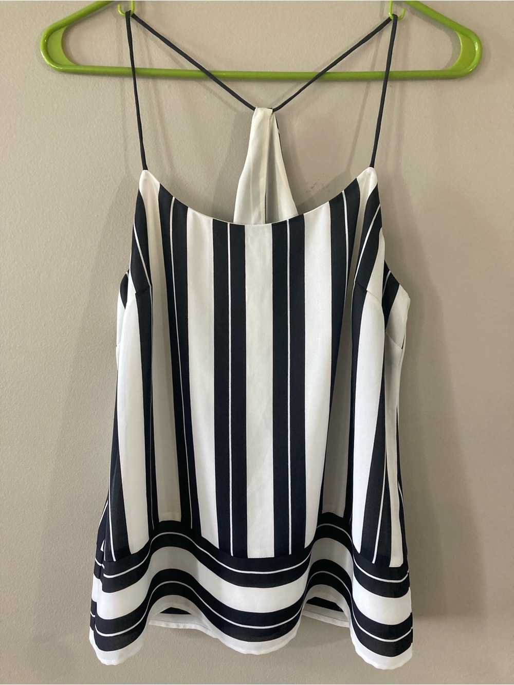 Express Women’s Navy and White Striped Spaghetti Strap Racerback Tank Top